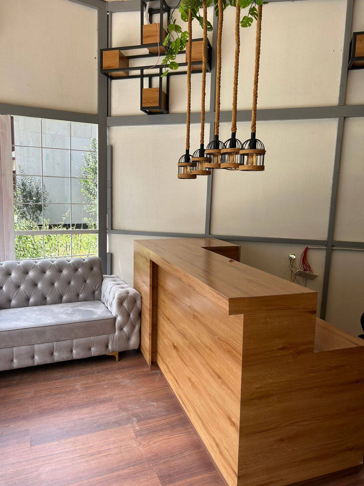 Deodar-lined guest room interior